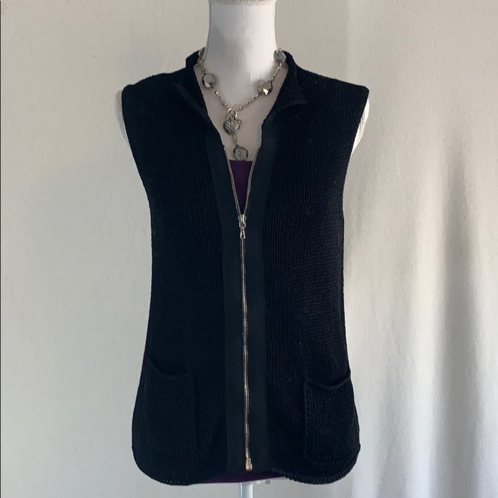 Margaret O’Leary Sweater Vest with zipper front.